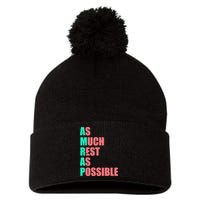 As Much Rest As Possible AMRAP Funny Trendy Pom Pom 12in Knit Beanie