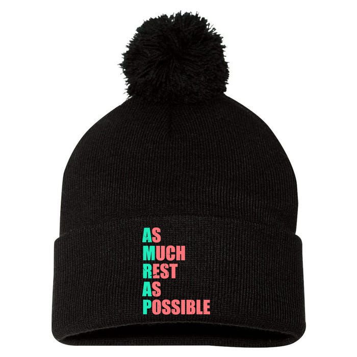 As Much Rest As Possible AMRAP Funny Trendy Pom Pom 12in Knit Beanie