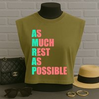 As Much Rest As Possible AMRAP Funny Trendy Garment-Dyed Women's Muscle Tee