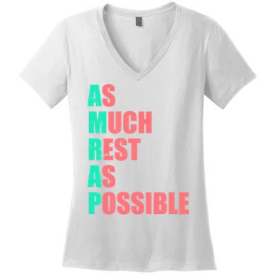 As Much Rest As Possible AMRAP Funny Trendy Women's V-Neck T-Shirt
