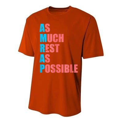 As Much Rest As Possible AMRAP Funny Trendy Performance Sprint T-Shirt