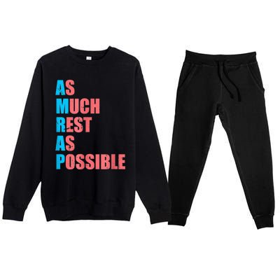 As Much Rest As Possible AMRAP Funny Trendy Premium Crewneck Sweatsuit Set