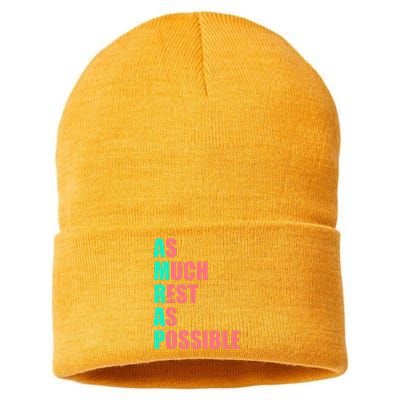 As Much Rest As Possible AMRAP Funny Trendy Sustainable Knit Beanie