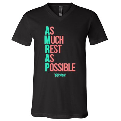 As Much Rest As Possible AMRAP Funny FIT2SERVE V-Neck T-Shirt