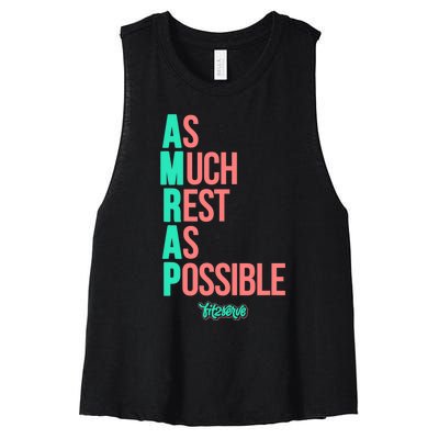 As Much Rest As Possible AMRAP Funny FIT2SERVE Women's Racerback Cropped Tank