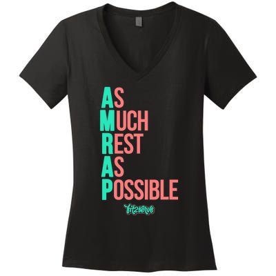 As Much Rest As Possible AMRAP Funny FIT2SERVE Women's V-Neck T-Shirt