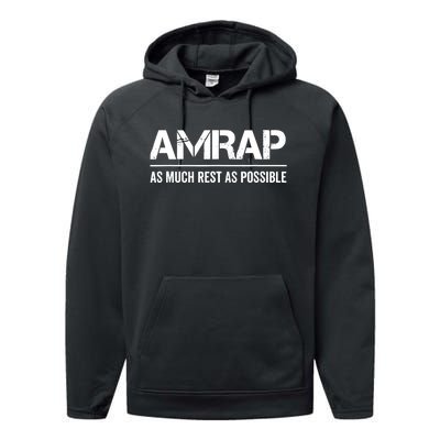 As Much Rest As Possible AMRAP Funny Trendy Performance Fleece Hoodie