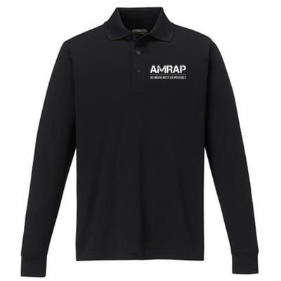 As Much Rest As Possible AMRAP Funny Trendy Performance Long Sleeve Polo