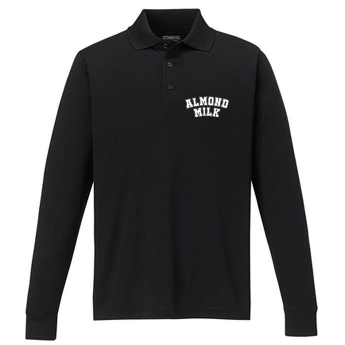 Almond Milk Retro Sports Arch Almond Milk Performance Long Sleeve Polo