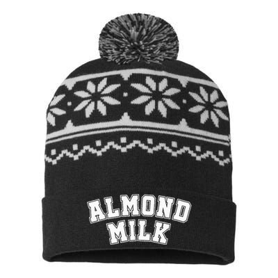 Almond Milk Retro Sports Arch Almond Milk USA-Made Snowflake Beanie