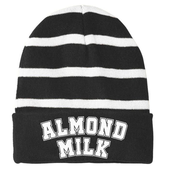 Almond Milk Retro Sports Arch Almond Milk Striped Beanie with Solid Band