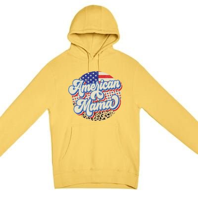 American Mama Retro 4Th Of July Leopard Premium Pullover Hoodie