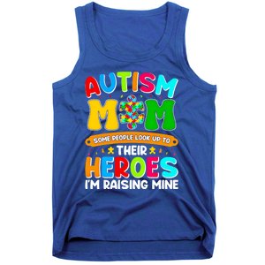 Autism Mom Raising Hero Puzzle Piece Autism Awareness Cool Gift Tank Top