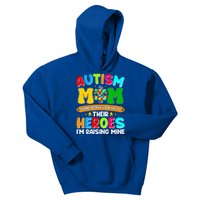 Autism Mom Raising Hero Puzzle Piece Autism Awareness Cool Gift Kids Hoodie