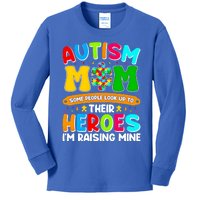 Autism Mom Raising Hero Puzzle Piece Autism Awareness Cool Gift Kids Long Sleeve Shirt