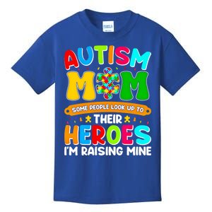 Autism Mom Raising Hero Puzzle Piece Autism Awareness Cool Gift Kids T-Shirt