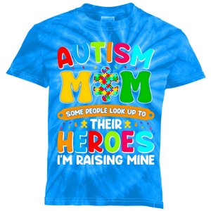 Autism Mom Raising Hero Puzzle Piece Autism Awareness Cool Gift Kids Tie-Dye T-Shirt