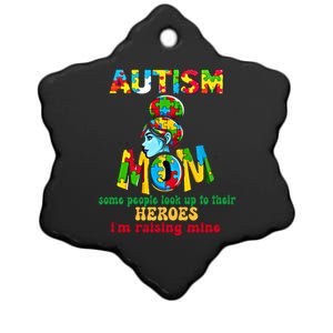 Autism Mom Raising Hero Cool Gift Ceramic Star Ornament