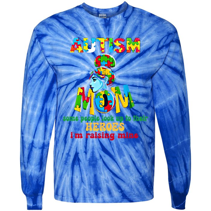 Autism Mom Raising Hero Cool Gift Tie-Dye Long Sleeve Shirt