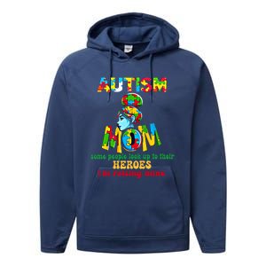 Autism Mom Raising Hero Cool Gift Performance Fleece Hoodie