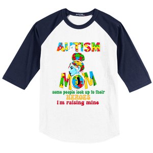 Autism Mom Raising Hero Cool Gift Baseball Sleeve Shirt