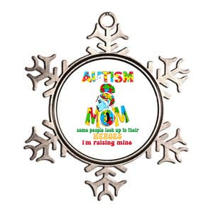 Autism Mom Raising Hero Cool Gift Metallic Star Ornament