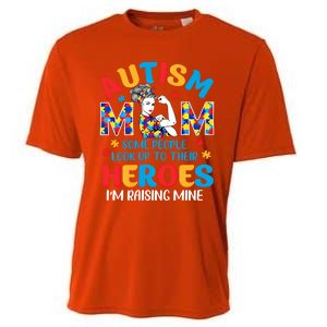 Autism Mom Raising Hero Unbreakable Mother Autism Awareness Gift Cooling Performance Crew T-Shirt