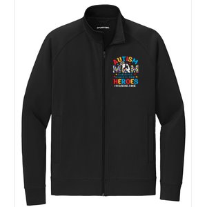 Autism Mom Raising Hero Unbreakable Mother Autism Awareness Gift Stretch Full-Zip Cadet Jacket