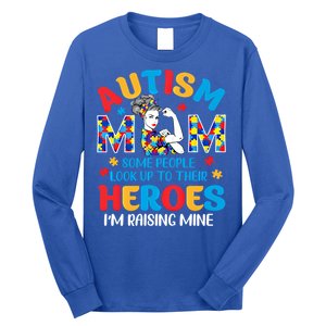 Autism Mom Raising Hero Unbreakable Mother Autism Awareness Gift Long Sleeve Shirt