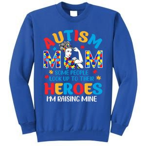 Autism Mom Raising Hero Unbreakable Mother Autism Awareness Gift Tall Sweatshirt