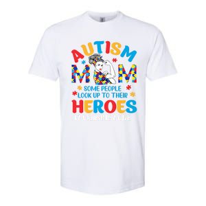 Autism Mom Raising Hero Unbreakable Mother Autism Awareness Gift Softstyle CVC T-Shirt