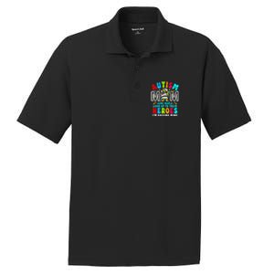 Autism Mom Raising Hero Groovy Messy Bun Autism Awareness Gift PosiCharge RacerMesh Polo