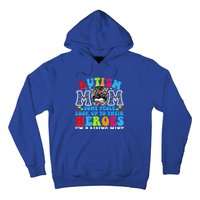 Autism Mom Raising Hero Groovy Messy Bun Autism Awareness Gift Hoodie