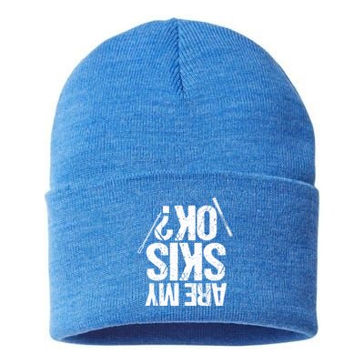 Are My Ski Ok? Skiing Snow Mountain Winter Gift Sustainable Knit Beanie