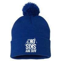 Are My Ski Ok? Skiing Snow Mountain Winter Gift Pom Pom 12in Knit Beanie