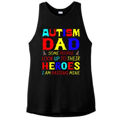 Autism Mom Some Look Up Heroes I Am Raising Mine Awareness Gift Ladies PosiCharge Tri-Blend Wicking Tank