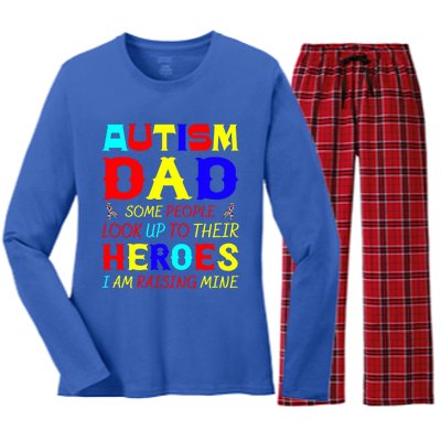 Autism Mom Some Look Up Heroes I Am Raising Mine Awareness Gift Women's Long Sleeve Flannel Pajama Set 