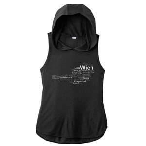 Austria Map Silhouette Cities Towns Travel Vacation Vienna Ladies PosiCharge Tri-Blend Wicking Draft Hoodie Tank