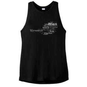 Austria Map Silhouette Cities Towns Travel Vacation Vienna Ladies PosiCharge Tri-Blend Wicking Tank