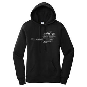 Austria Map Silhouette Cities Towns Travel Vacation Vienna Women's Pullover Hoodie