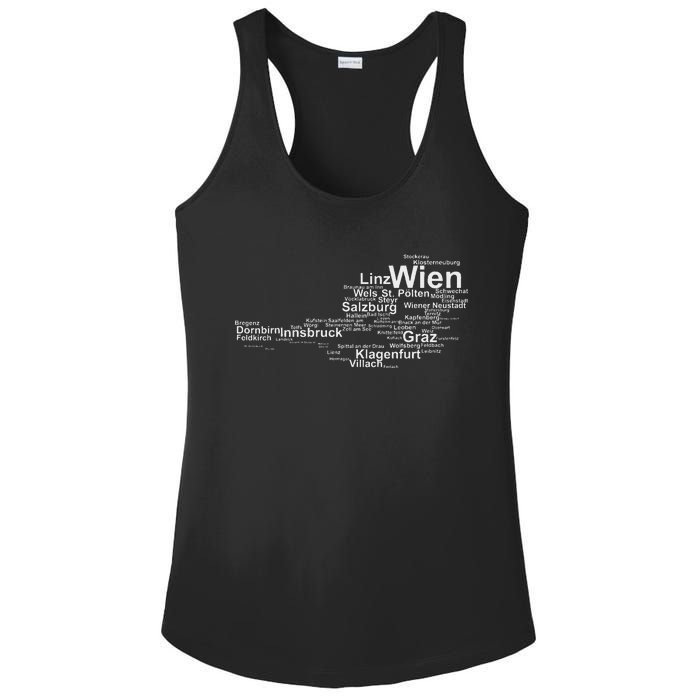 Austria Map Silhouette Cities Towns Travel Vacation Vienna Ladies PosiCharge Competitor Racerback Tank