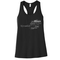 Austria Map Silhouette Cities Towns Travel Vacation Vienna Women's Racerback Tank