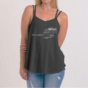 Austria Map Silhouette Cities Towns Travel Vacation Vienna Women's Strappy Tank