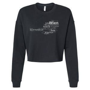 Austria Map Silhouette Cities Towns Travel Vacation Vienna Cropped Pullover Crew