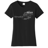 Austria Map Silhouette Cities Towns Travel Vacation Vienna Women's T-Shirt