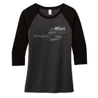 Austria Map Silhouette Cities Towns Travel Vacation Vienna Women's Tri-Blend 3/4-Sleeve Raglan Shirt