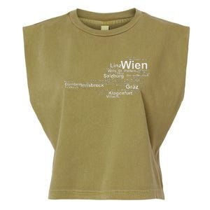 Austria Map Silhouette Cities Towns Travel Vacation Vienna Garment-Dyed Women's Muscle Tee