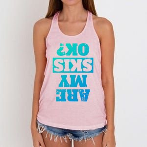 Are My Skis Ok? Funny Downhill Skiing Winter Gift Women's Knotted Racerback Tank