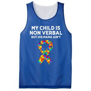 Autism Mom Son My Is Nonverbal But His Mama Aint Gift Mesh Reversible Basketball Jersey Tank