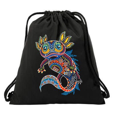 Ambystoma Mexicanum Salamander Mexican Design Cute Axolotl Drawstring Bag